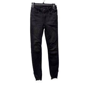 Allsaints Women's Size S Black Skinny Jeans With Frayed Hem